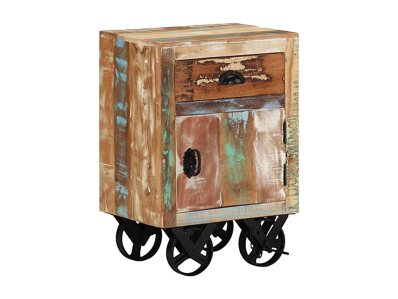 Table de chevet avec roues 40x30x57 cm Bois de récupération