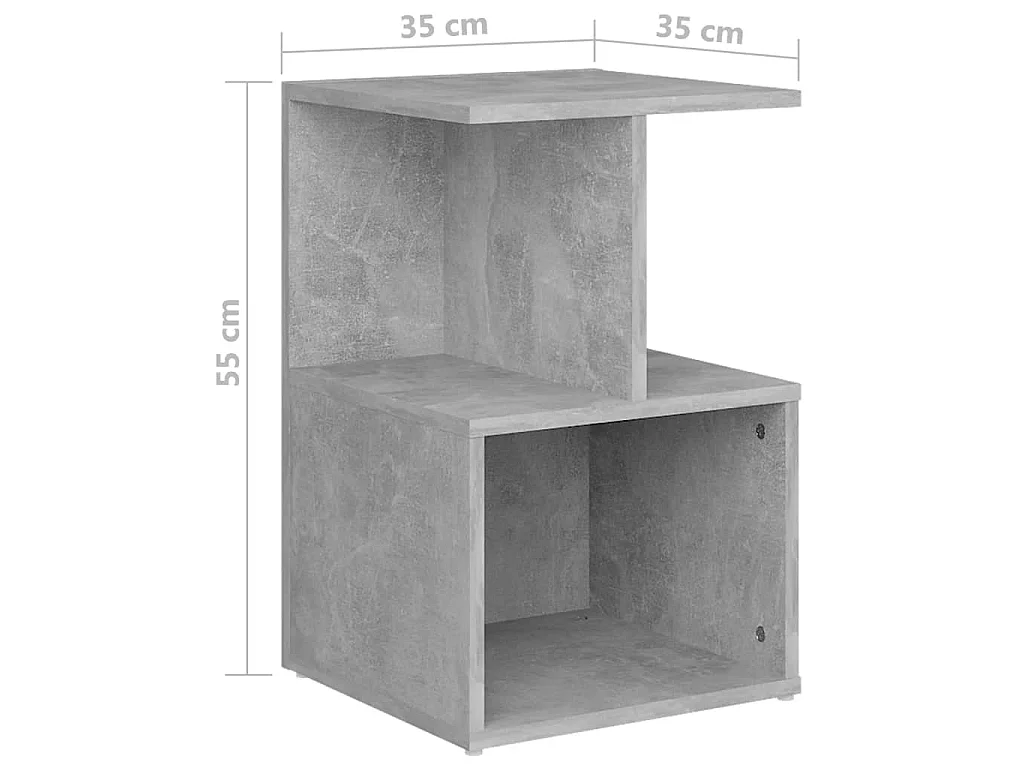 Table de chevet gris béton 35x35x55 cm bois d'ingénierie