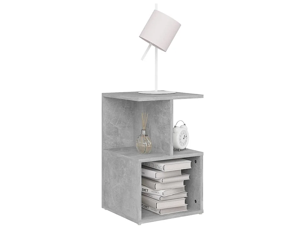 Table de chevet gris béton 35x35x55 cm bois d'ingénierie