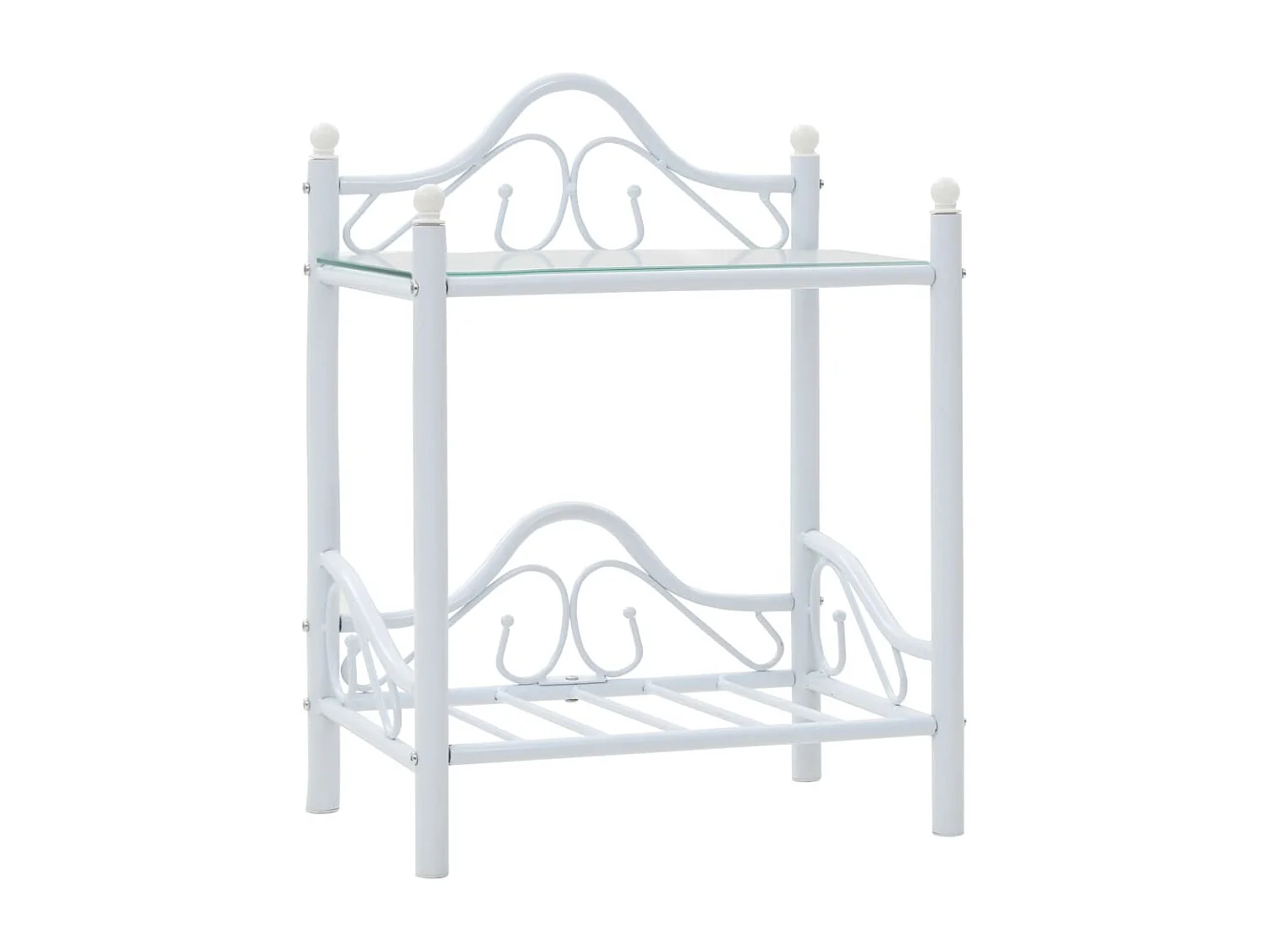 Tables de chevet 2 pcs Acier et verre trempé 45x30,5x60cm Blanc