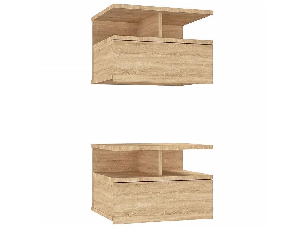 Tables de chevet flottantes 2 pcs Chêne sonoma Bois ingénierie