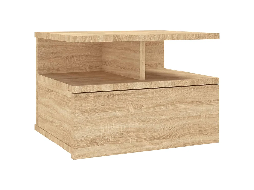 Mesita de noche flotante 2 uds madera roble Sonoma 40x31x27 cm