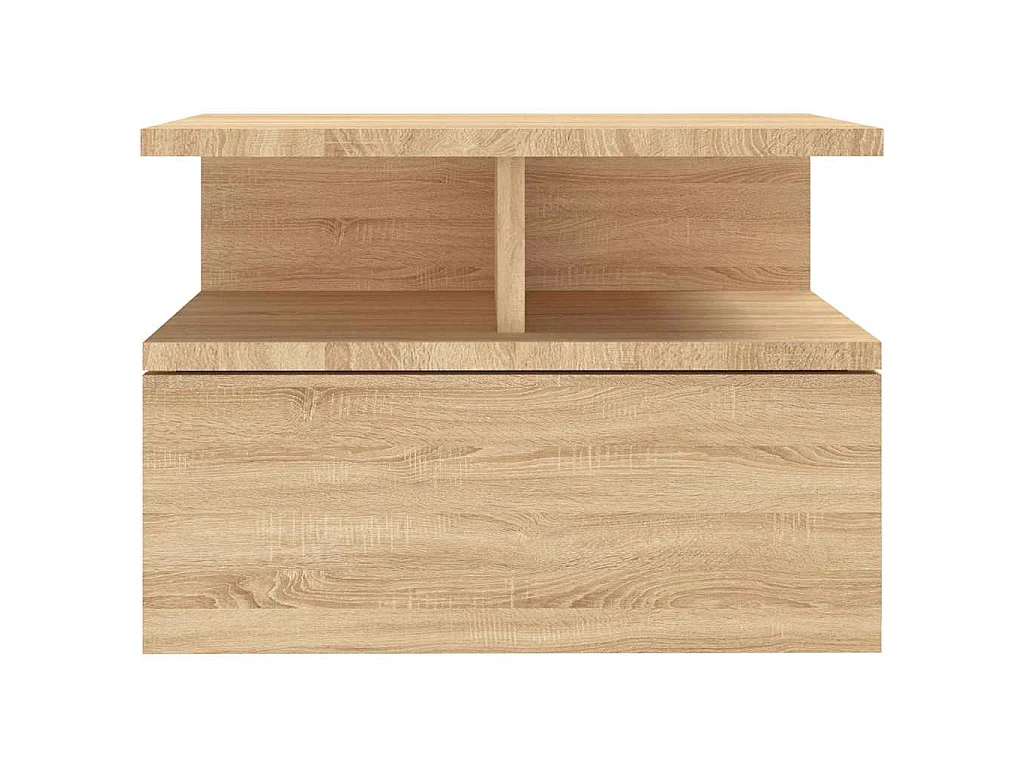 Mesita de noche flotante 2 uds madera roble Sonoma 40x31x27 cm