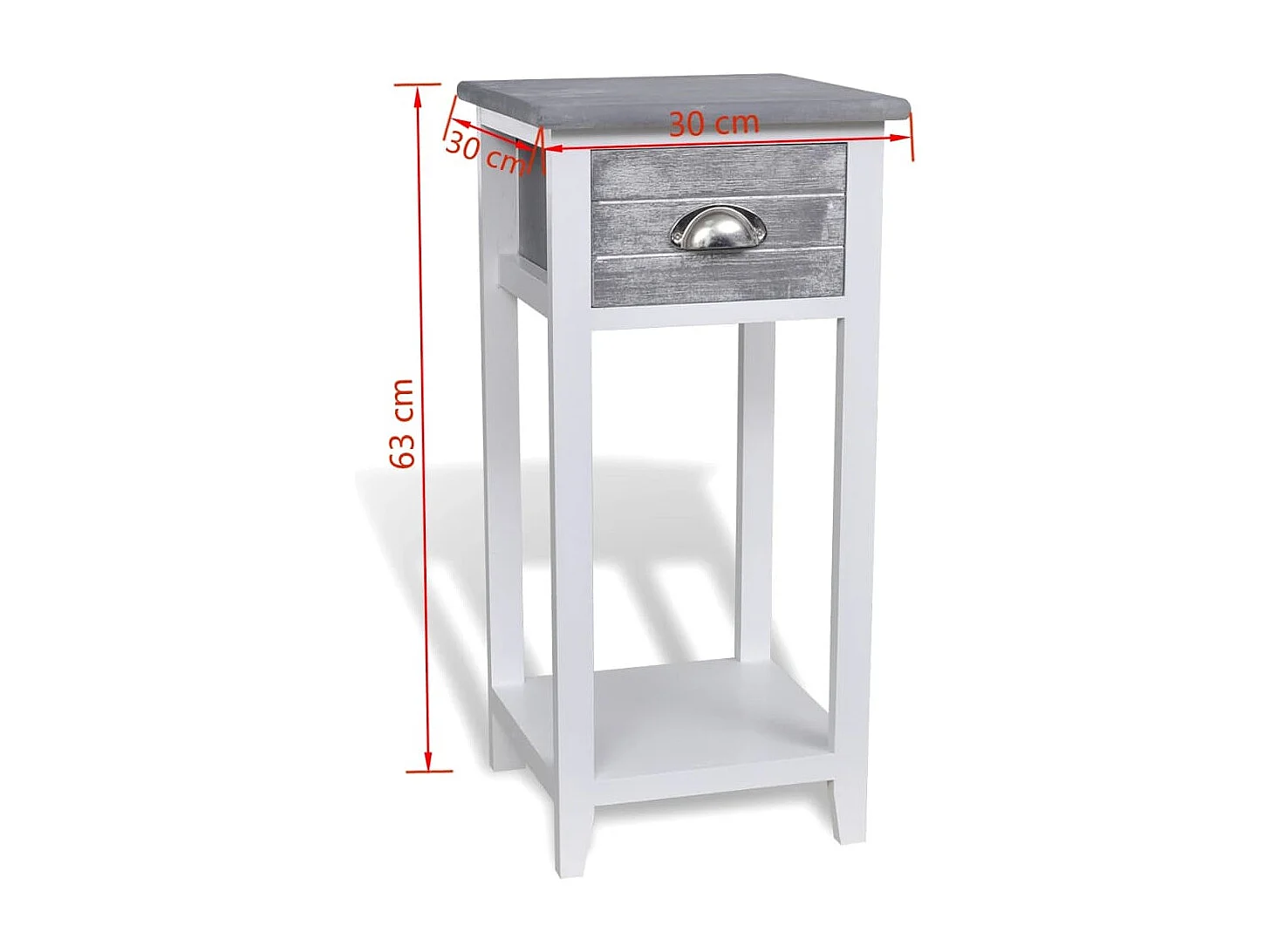 Table de chevet avec 1 tiroir Gris et blanc