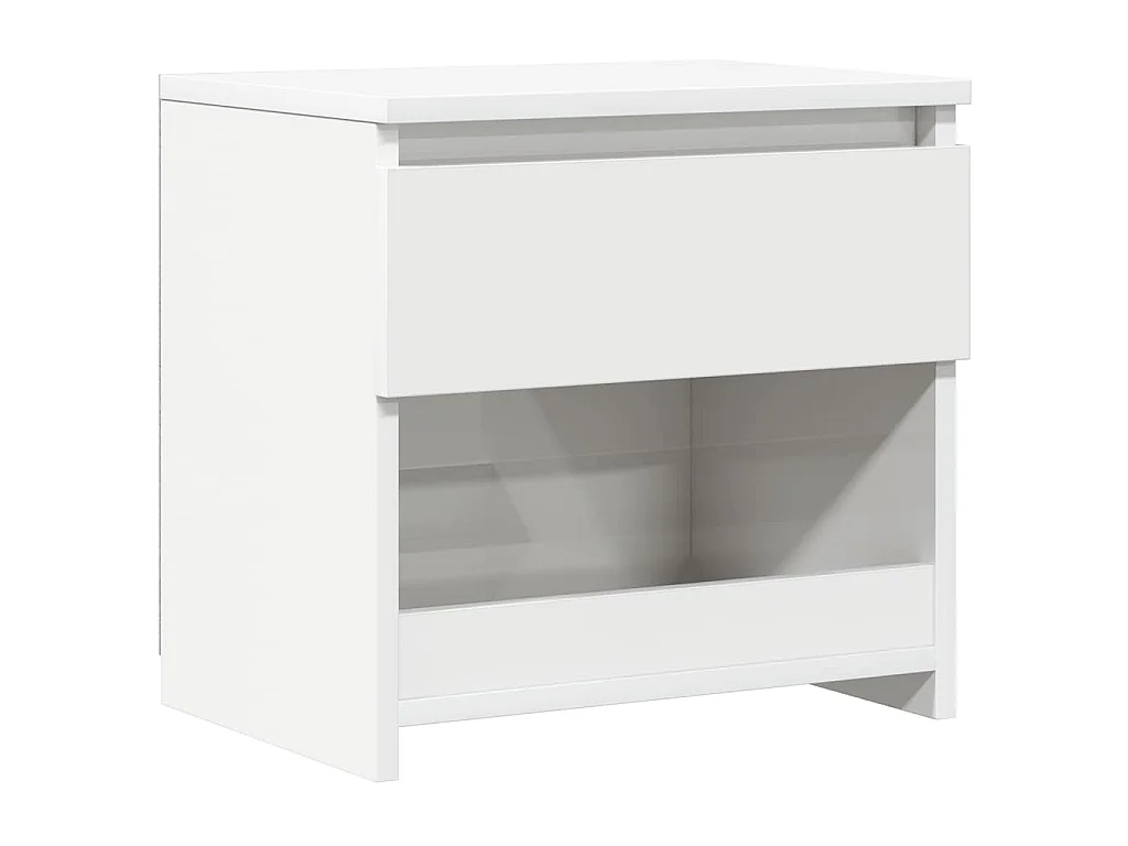 Comodino Bianco Lucido 40x30x39 cm in Legno Multistrato