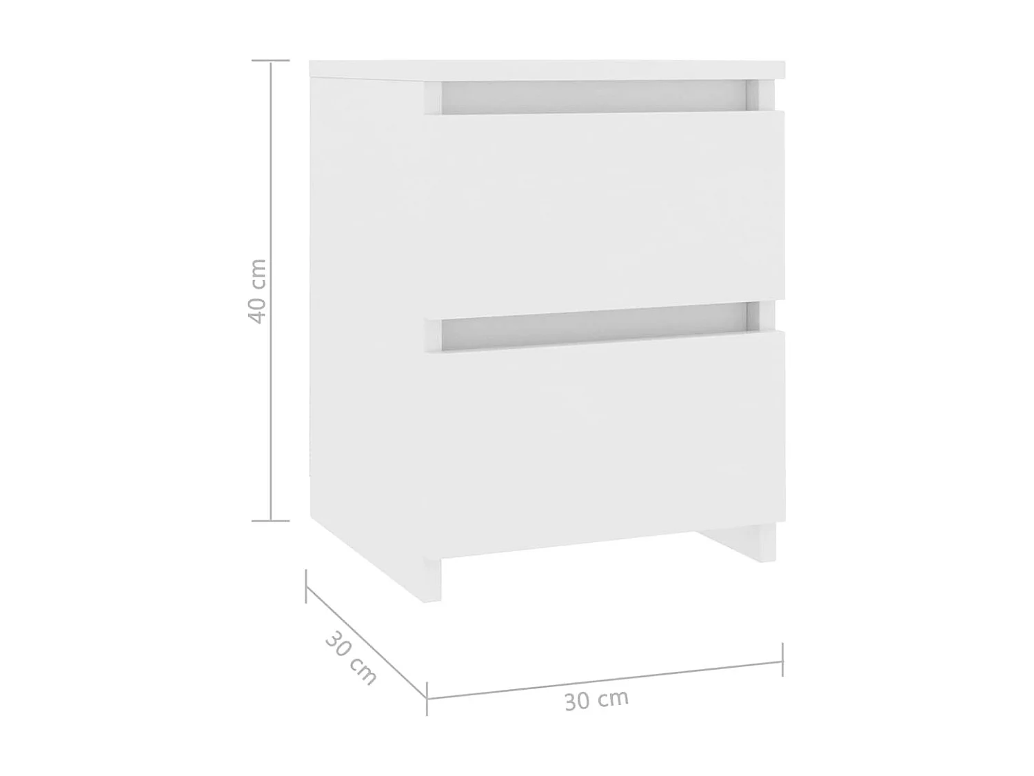 Nachttisch Weiß 30x30x40 cm Holzwerkstoff