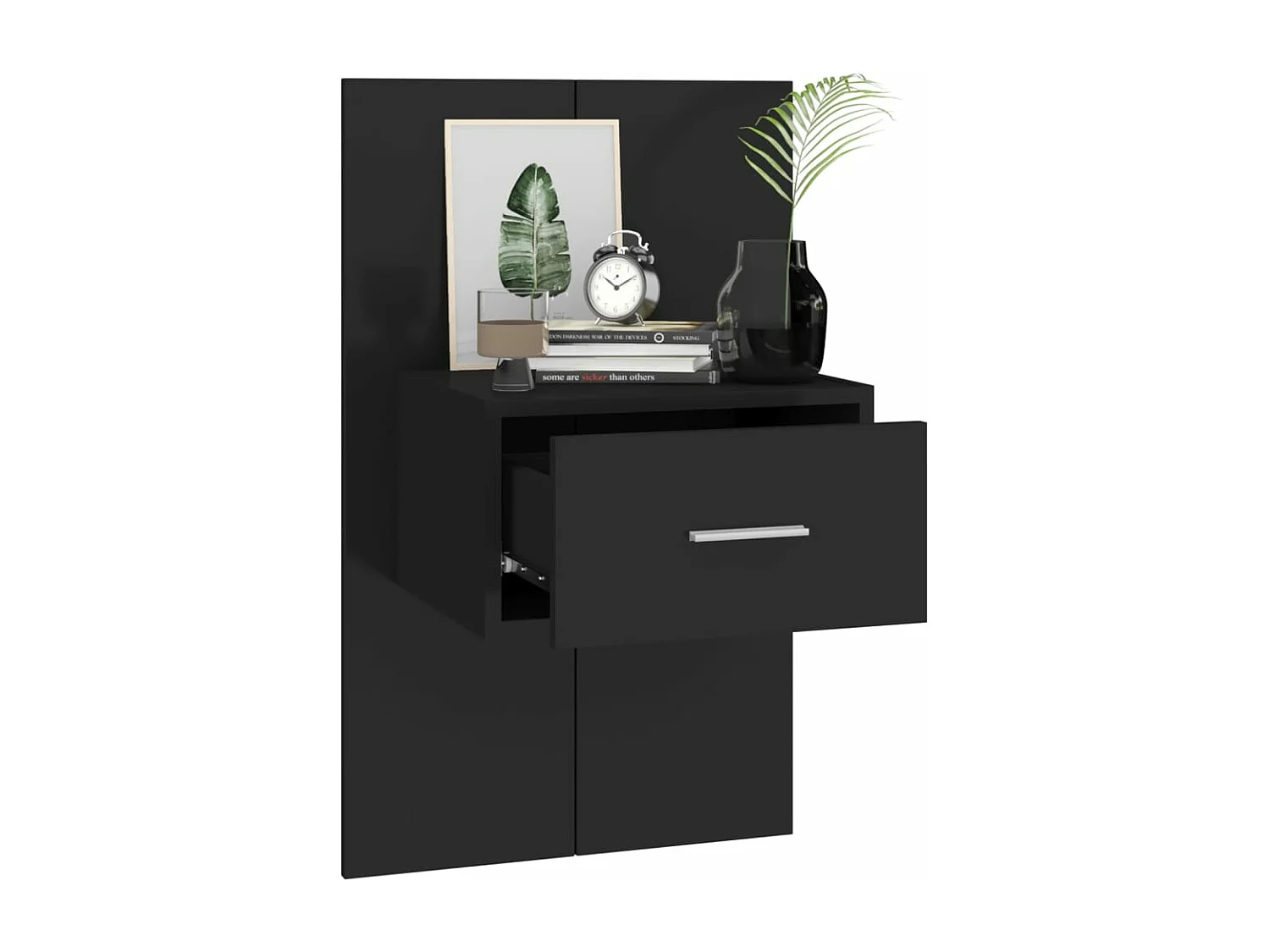 Mesa de cabeceira montagem na parede preto