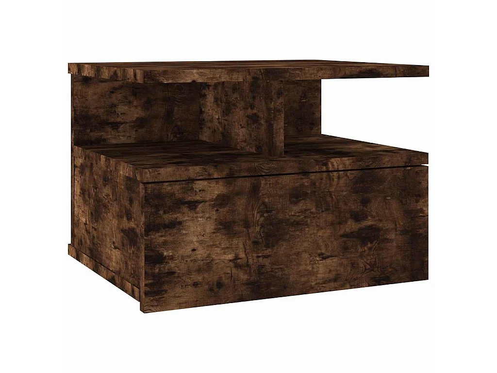 Table de chevet flottante Chêne fumé 40x31x27cm Bois ingénierie