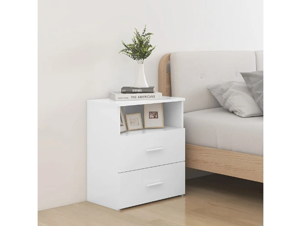 Table de chevet Blanc 50x32x60 cm