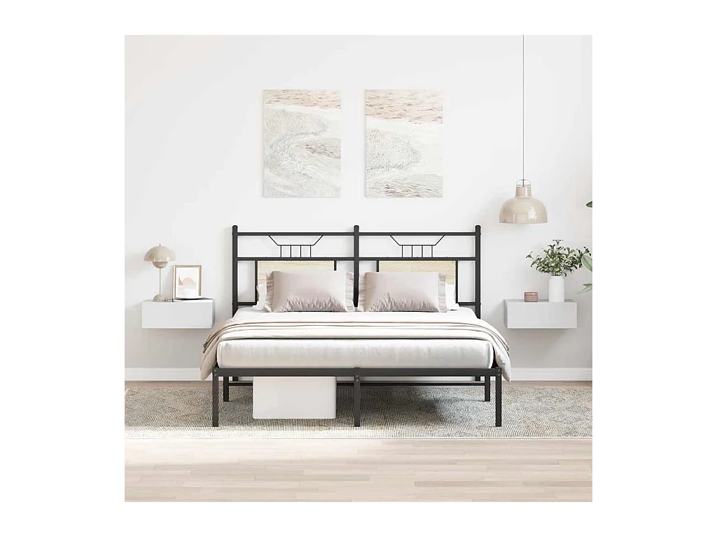 Tables de chevet flottantes 2pcs Blanc brillant Bois ingénierie