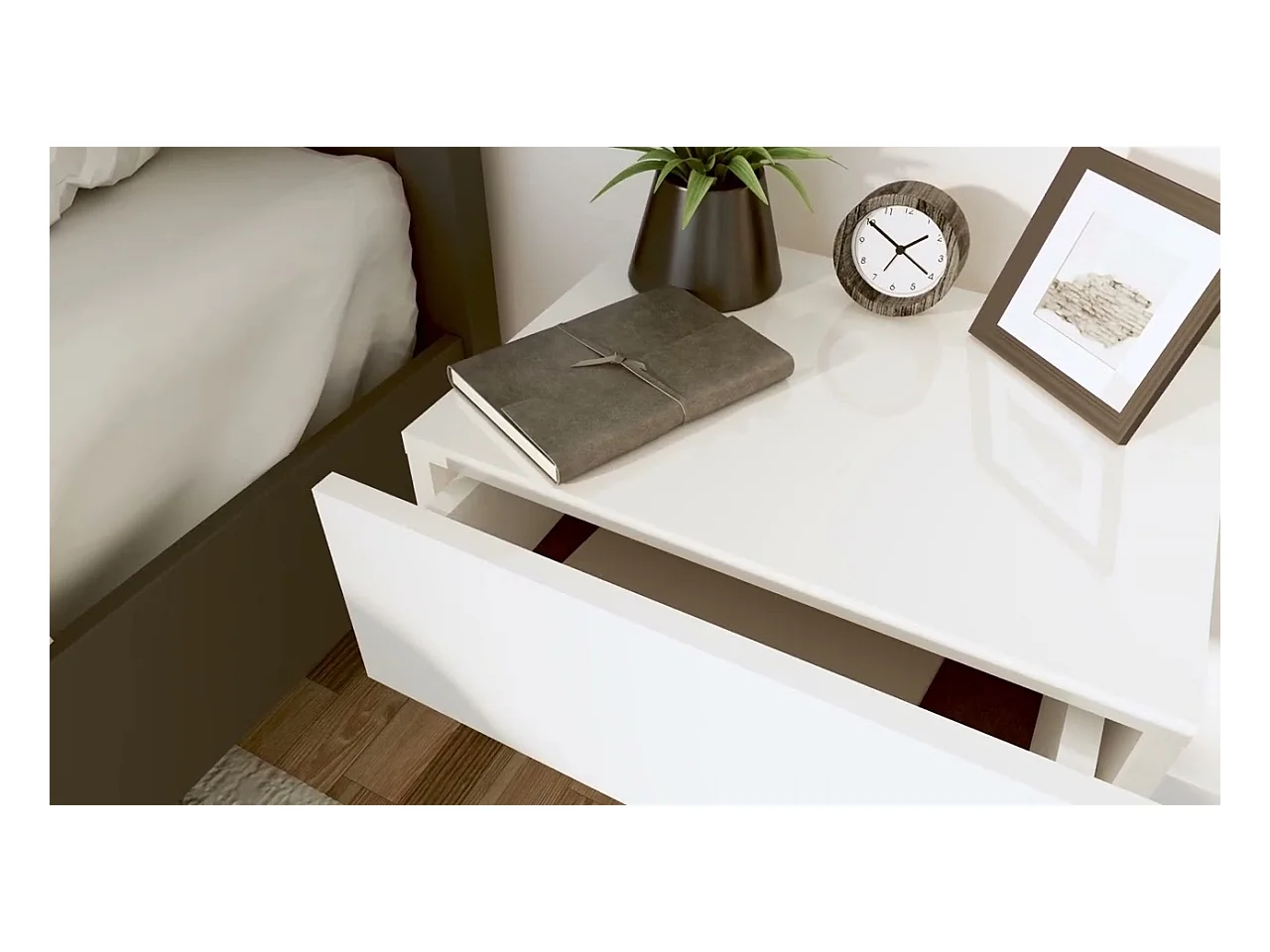 Comodini Pensili 2pz Bianco Lucido 40x30x15cm Legno Multistrato