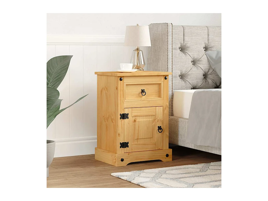 Table de chevet Gamme Corona pin mexicain 53x39x66 cm