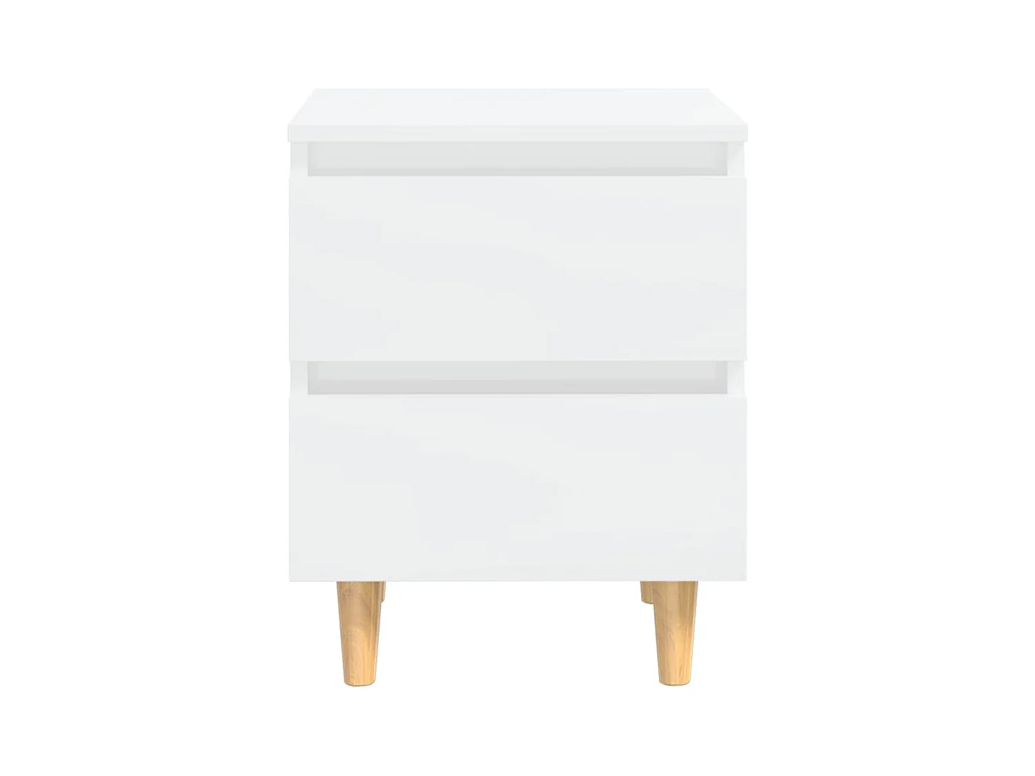 Nachtkastjes 2 st met houten poten 40x35x50 cm hoogglans wit
