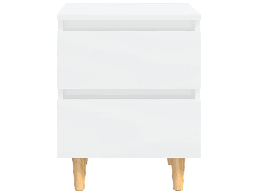 Nachtkastjes 2 st met houten poten 40x35x50 cm hoogglans wit