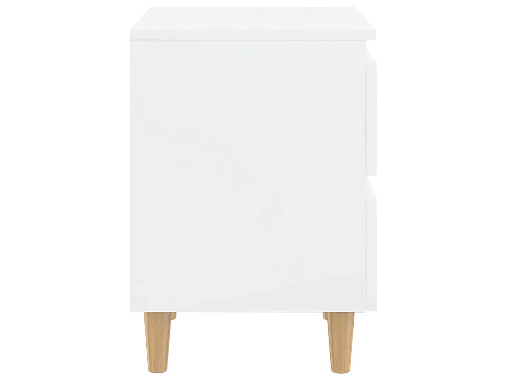 Nachtkastjes 2 st met houten poten 40x35x50 cm hoogglans wit