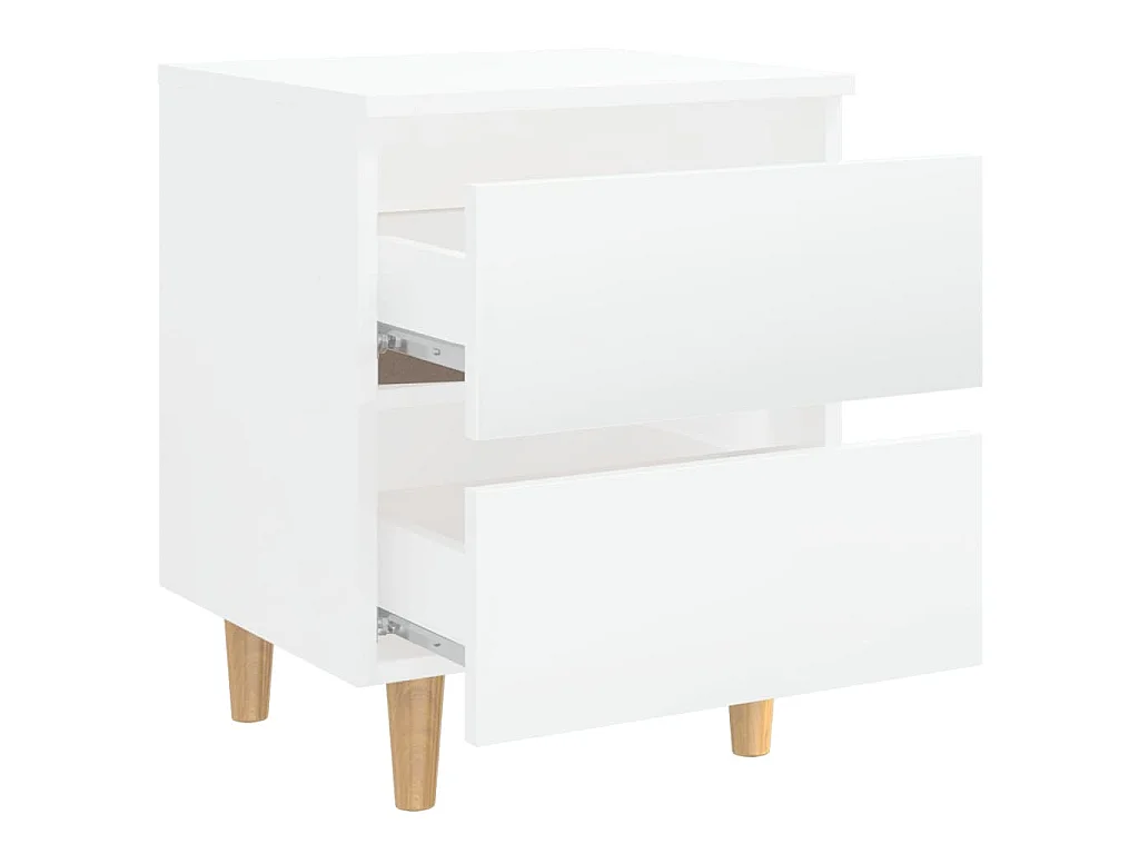 Nachtkastjes 2 st met houten poten 40x35x50 cm hoogglans wit