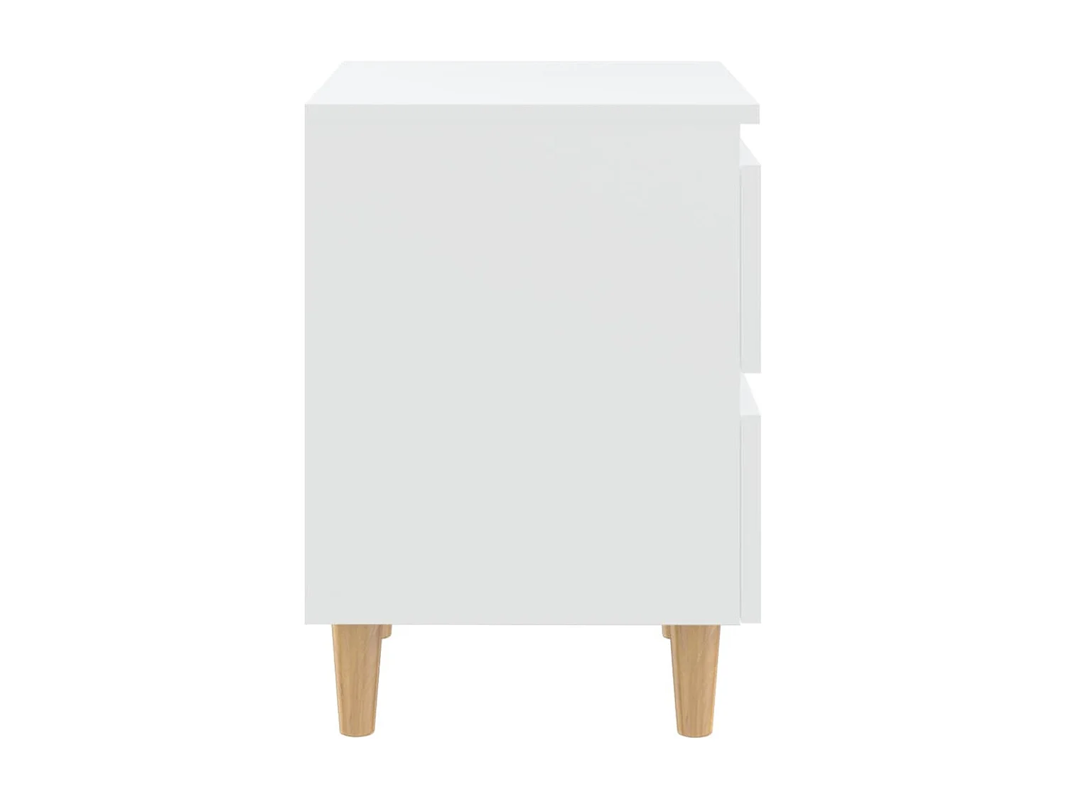 Comodini con Gambe in Pino Massello 2pz Bianchi 40x35x50 cm