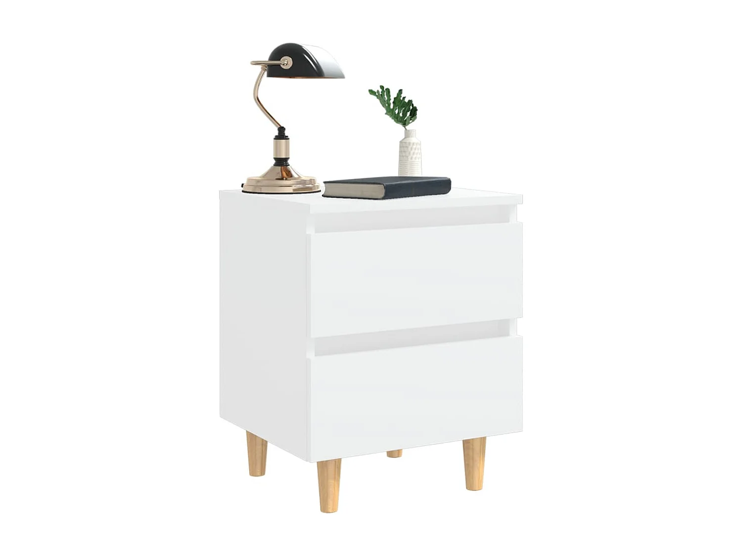 Tables de chevet avec pieds en pin 2 pcs Blanc 40x35x50 cm