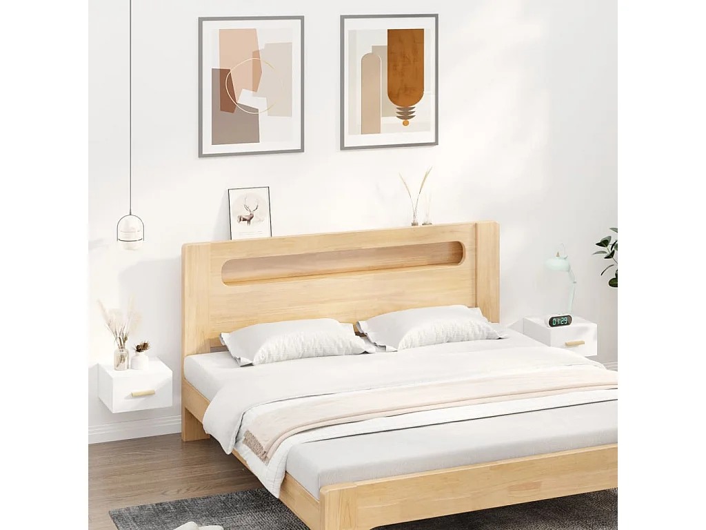 Mesas de cabeceira montagem na parede 2 pcs 35x35x20 cm branco