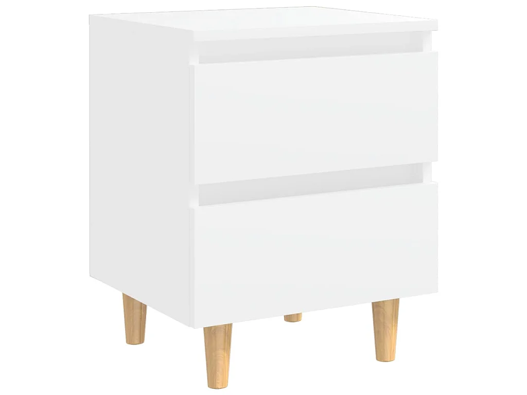 Mesa de cabeceira c/ pernas de pinho maciço 40x35x50 cm branco