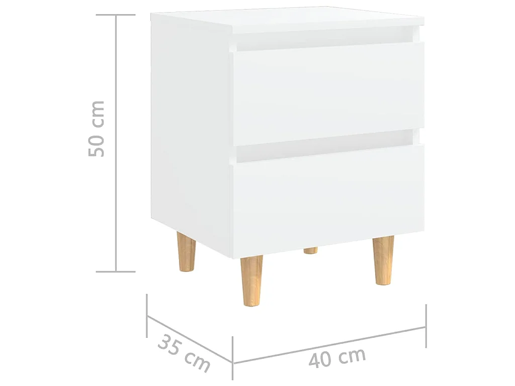 Mesa de cabeceira c/ pernas de pinho maciço 40x35x50 cm branco