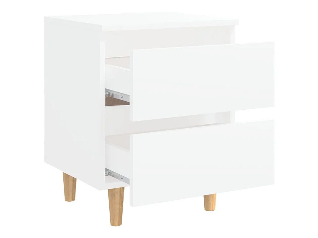 Mesa de cabeceira c/ pernas de pinho maciço 40x35x50 cm branco
