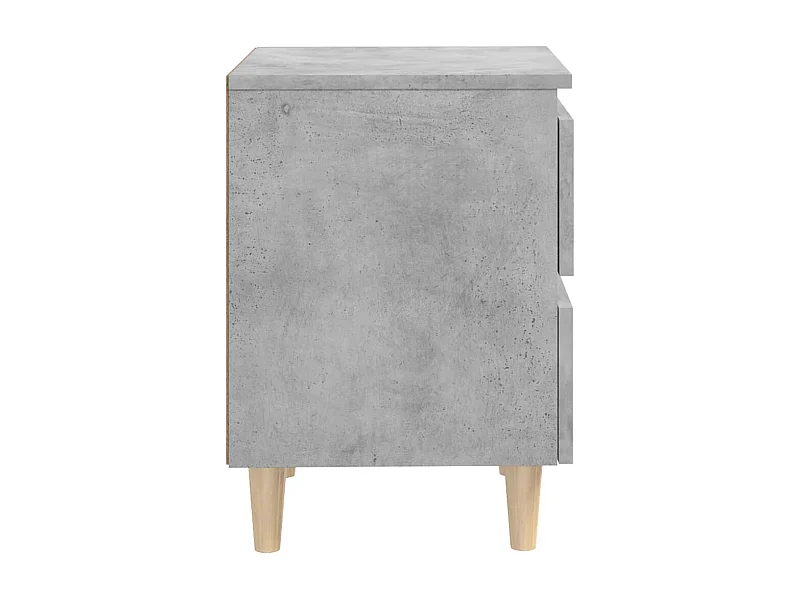 Comodini con Gambe Pino Massello 2pz Grigio Cemento 40x35x50 cm