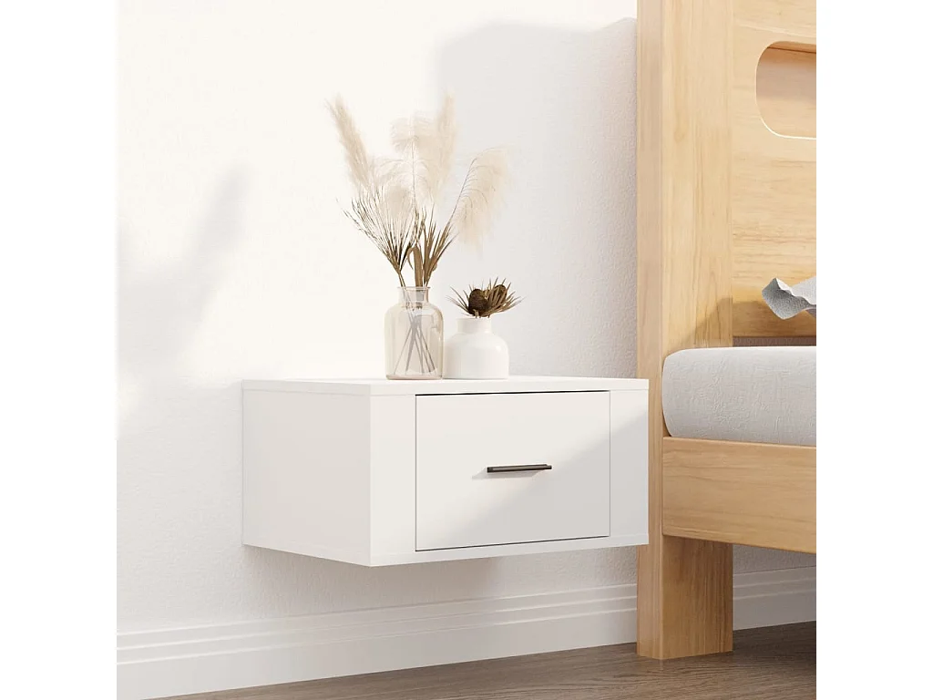 Mesita de noche de pared blanco 50x36x25 cm