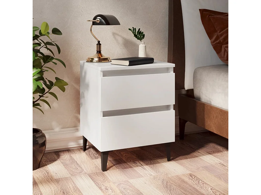 Mesitas de noche 2 uds madera contrachapada blanco 40x35x50 cm