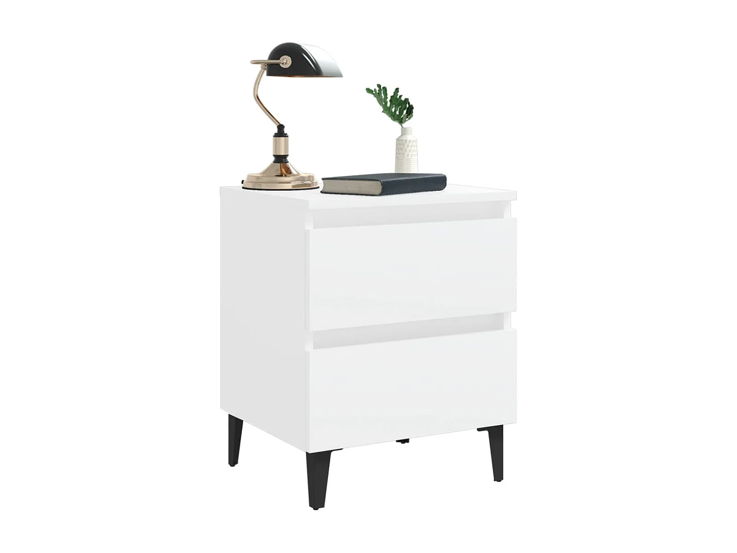 Mesitas de noche 2 uds madera contrachapada blanco 40x35x50 cm