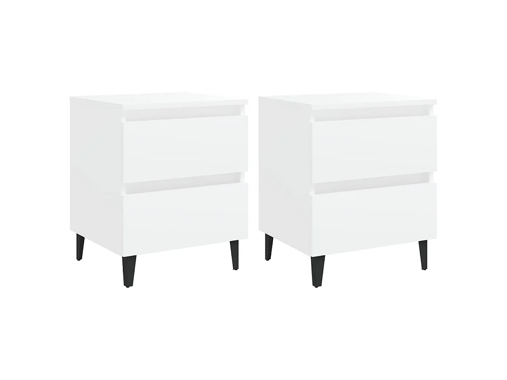 Comodini 2 pz Bianco 40x35x50 cm in Legno Multistrato