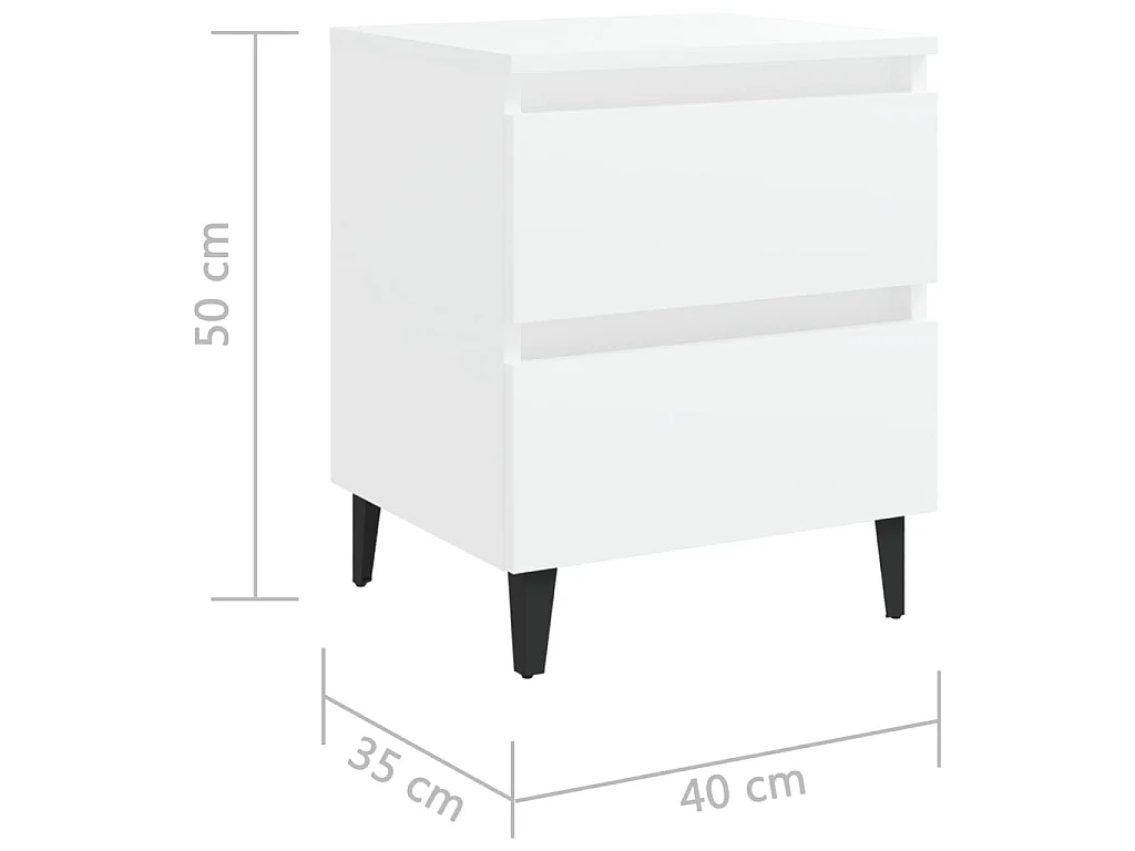Comodini 2 pz Bianco 40x35x50 cm in Legno Multistrato