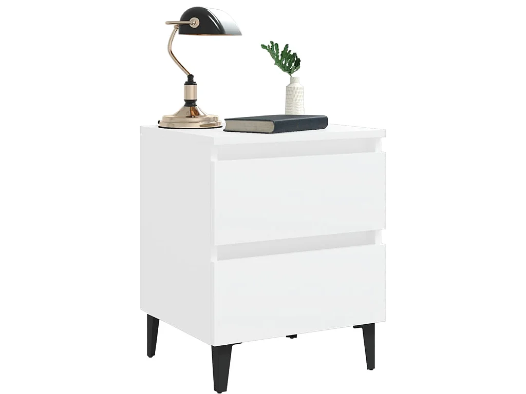 Comodini 2 pz Bianco 40x35x50 cm in Legno Multistrato