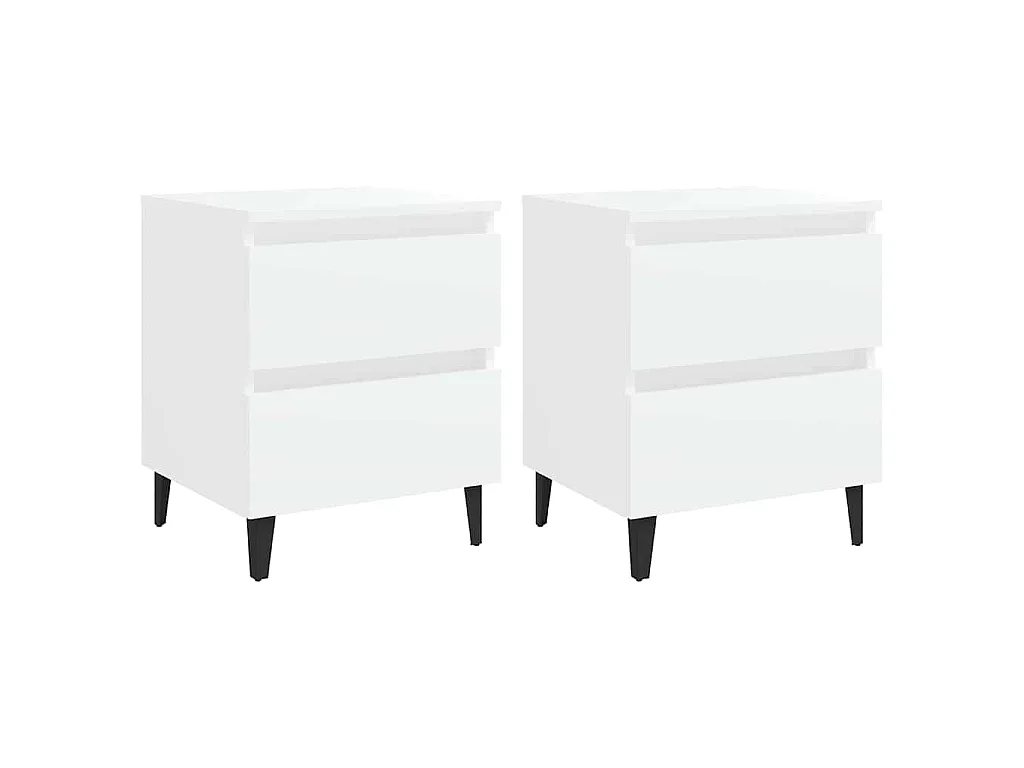 Comodini 2 pz Bianco 40x35x50 cm in Legno Multistrato
