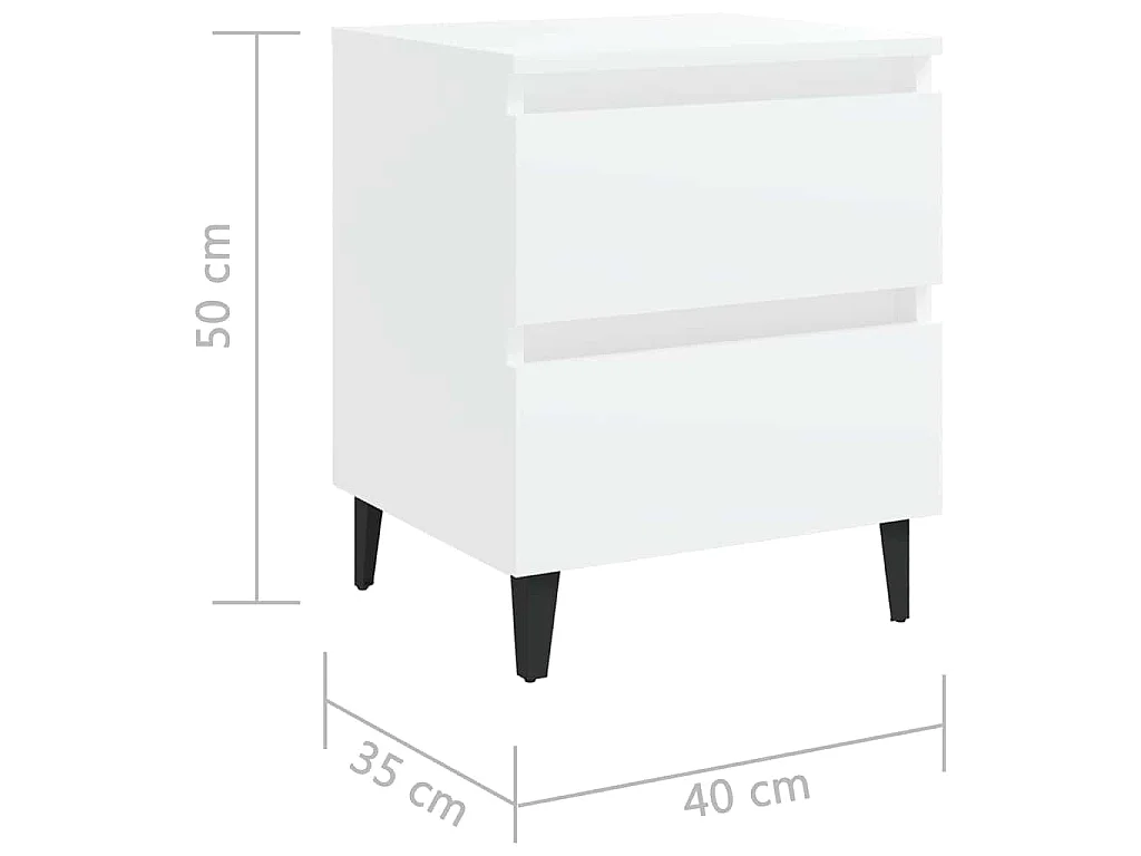 Comodini 2 pz Bianco 40x35x50 cm in Legno Multistrato