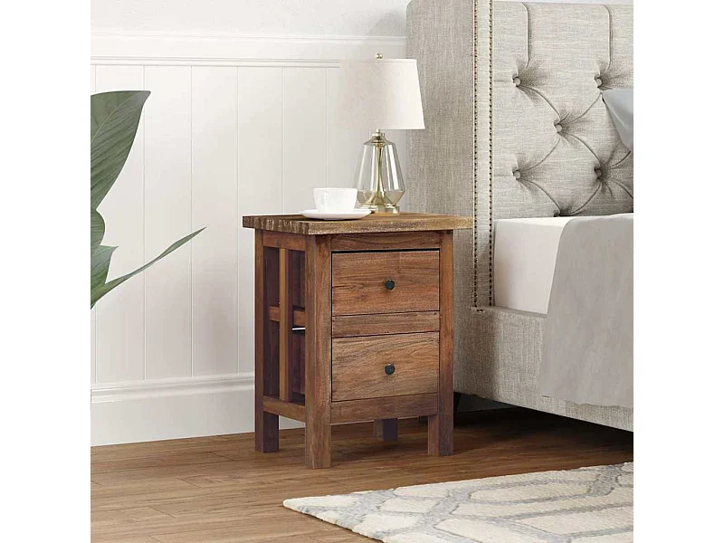 Table de chevet bois massif d'acajou 40x30x51 cm