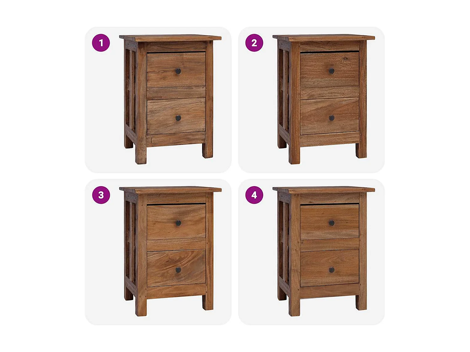 Mesita de noche de madera maciza de caoba 40x30x51 cm