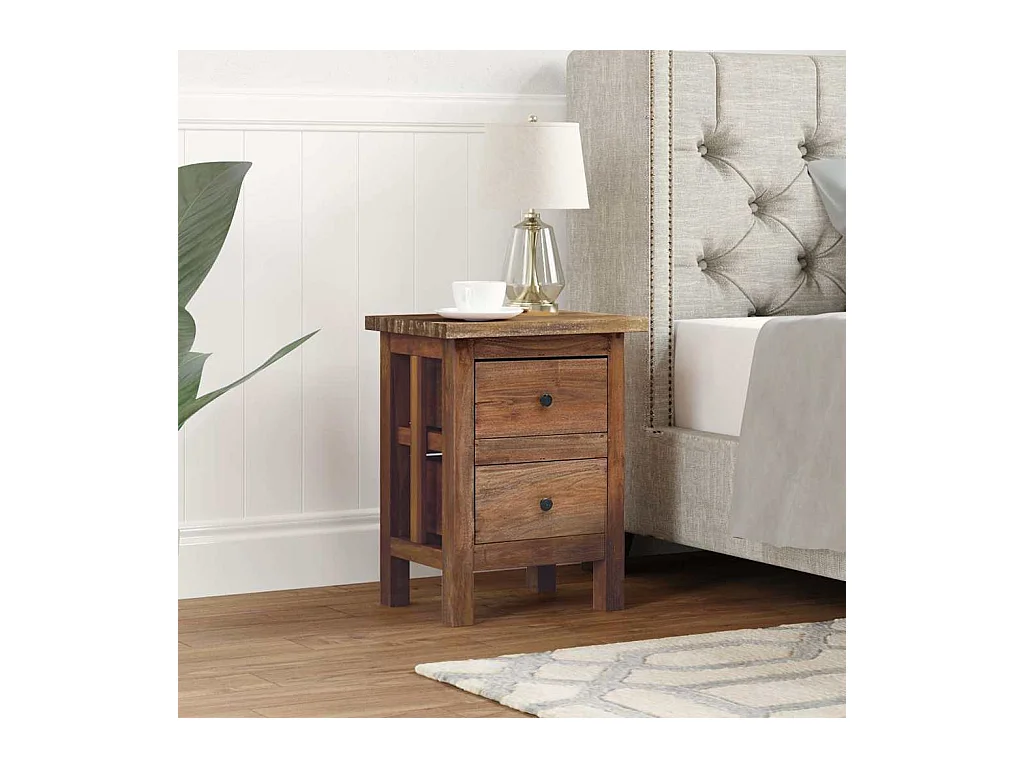 Table de chevet bois massif d'acajou 40x30x51 cm