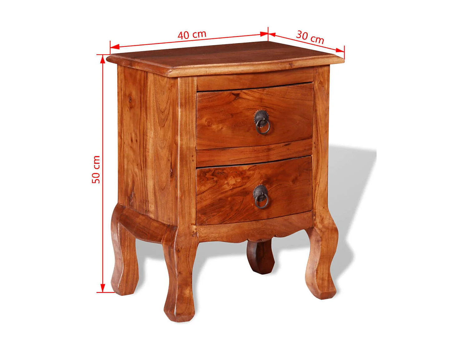 Table de chevet avec tiroirs Bois d'acacia massif