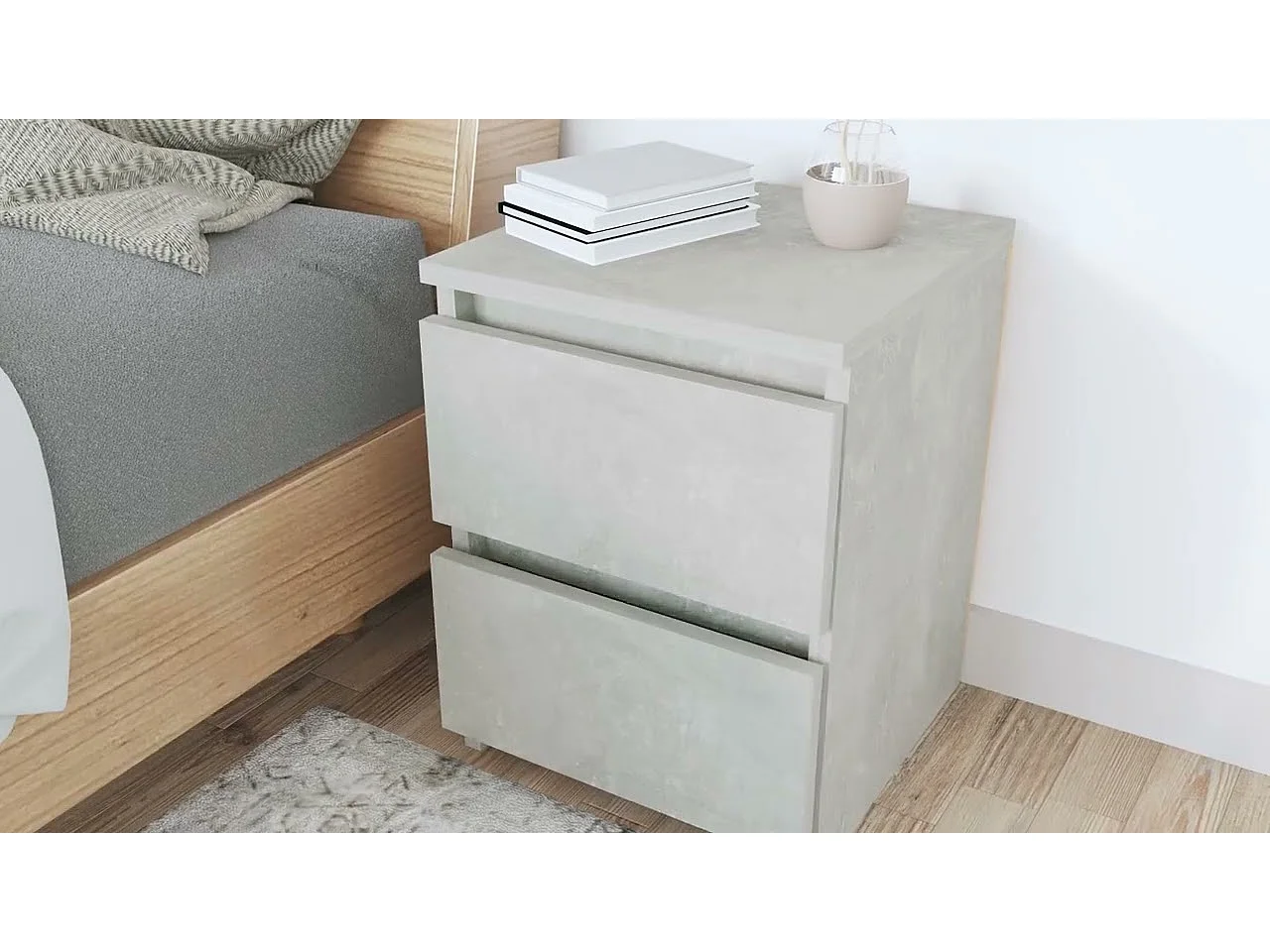 Tables de chevet 2 pcs Gris béton 30x30x40 cm Bois d’ingénierie