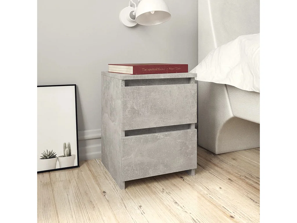 Nachtkastjes 2 st 30x30x40 cm bewerkt hout betongrijs