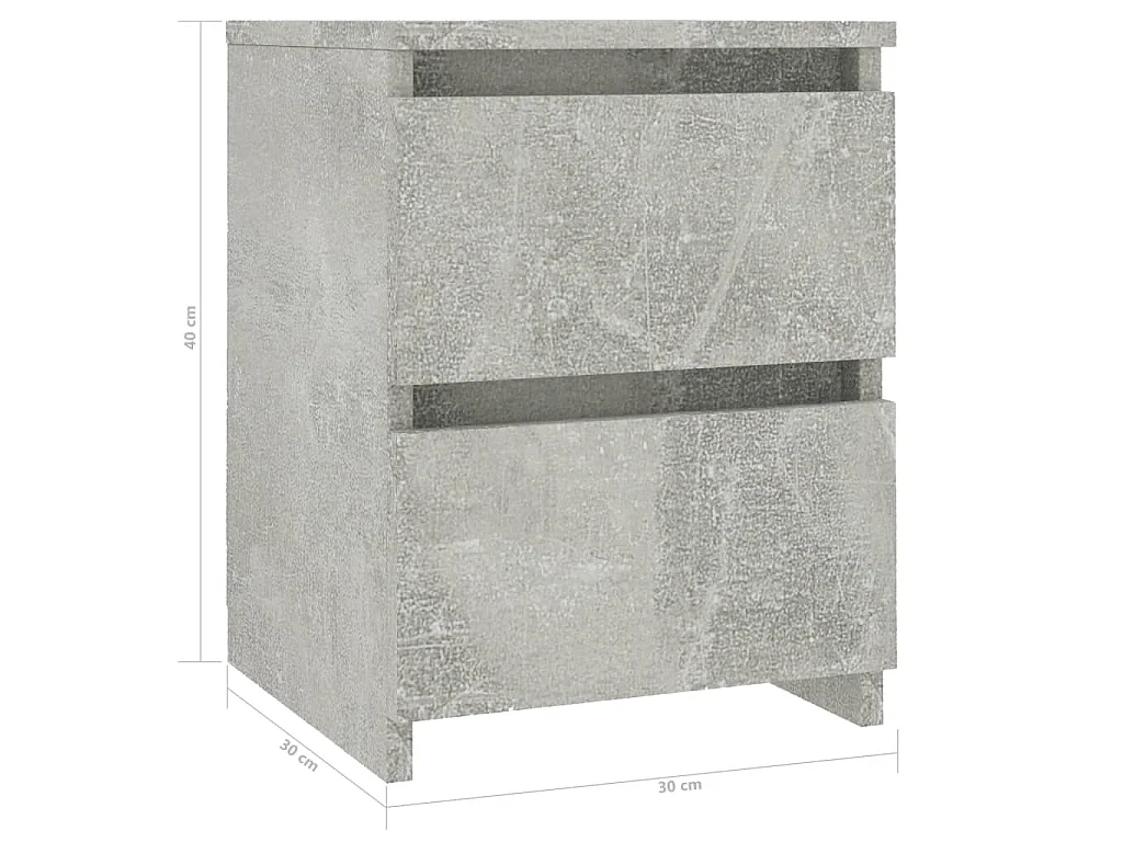 Nachtkastjes 2 st 30x30x40 cm bewerkt hout betongrijs