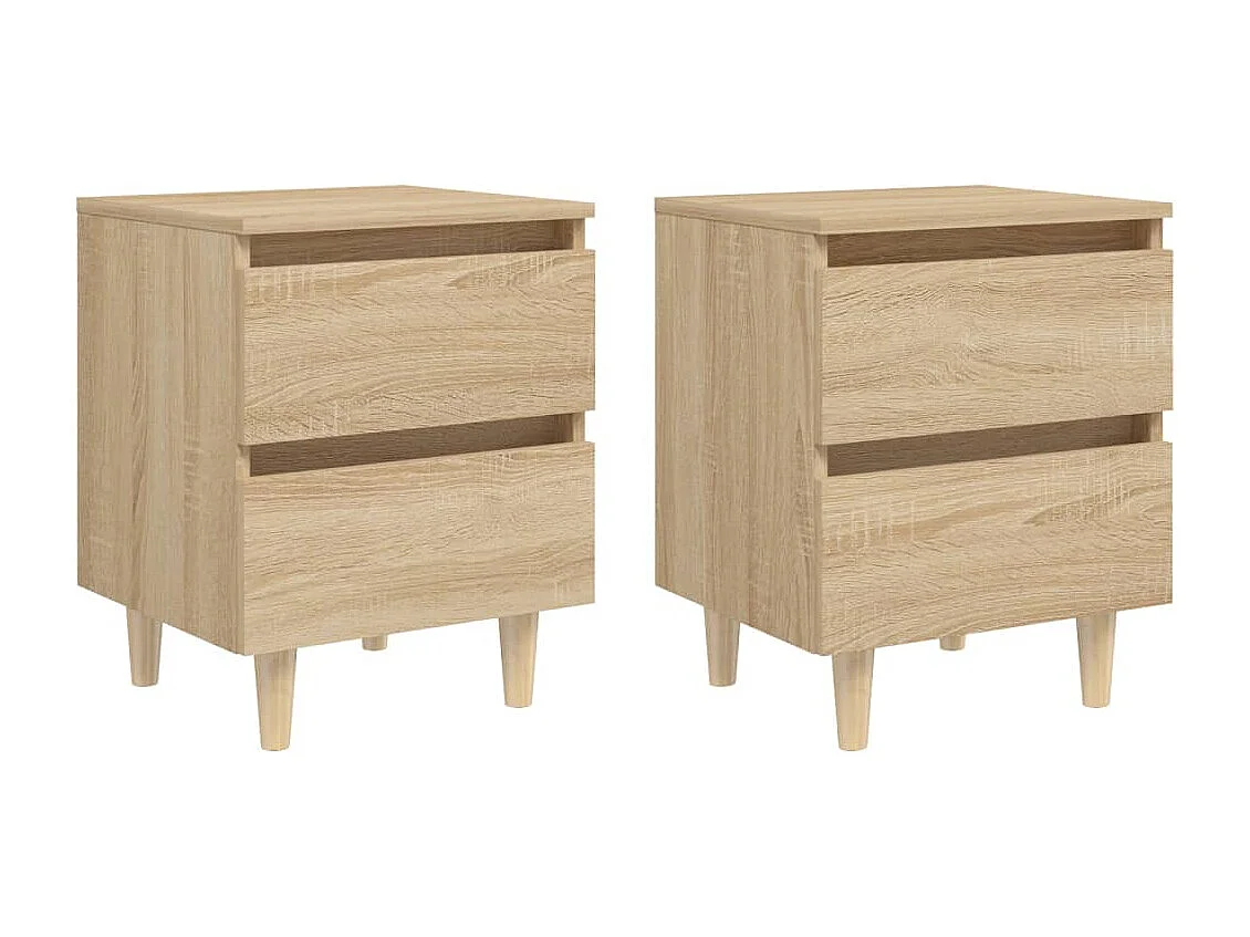 Tables de chevet pieds en pin 2 pcs chêne sonoma 40x35x50 cm