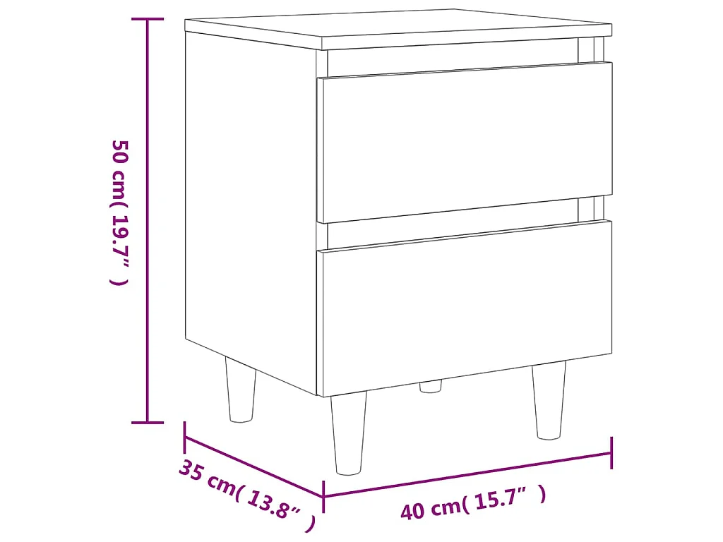 Mesas cabeceira 2 pcs c/ pernas pinho 40x35x50 cm carv. sonoma
