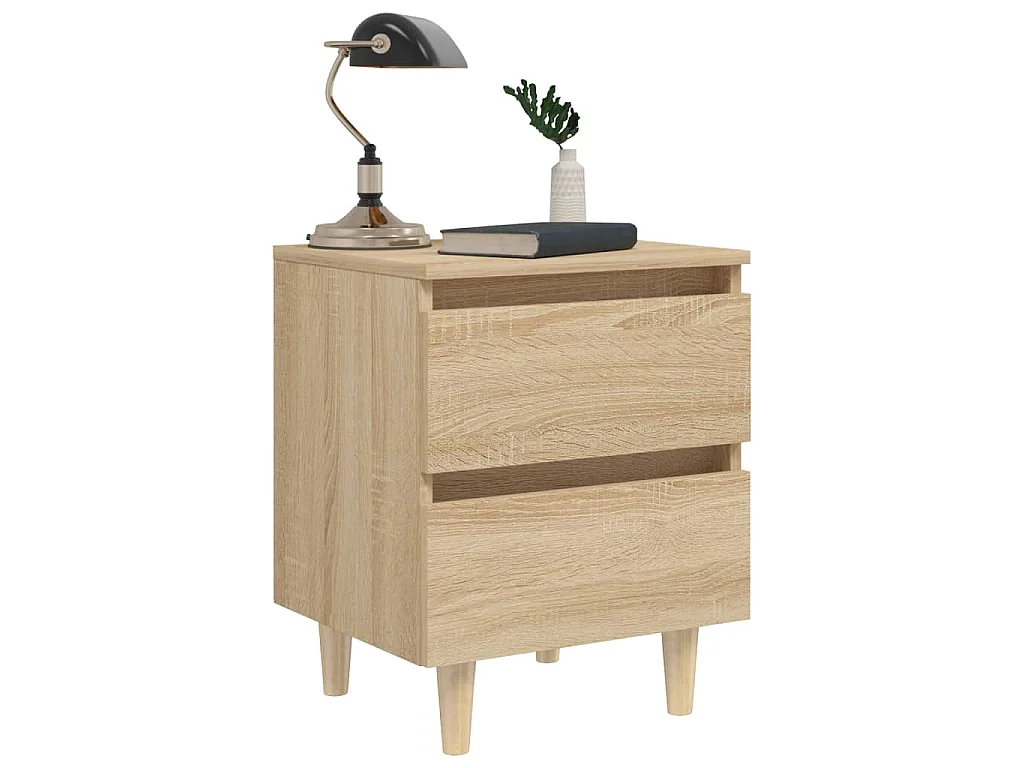 Mesas cabeceira 2 pcs c/ pernas pinho 40x35x50 cm carv. sonoma