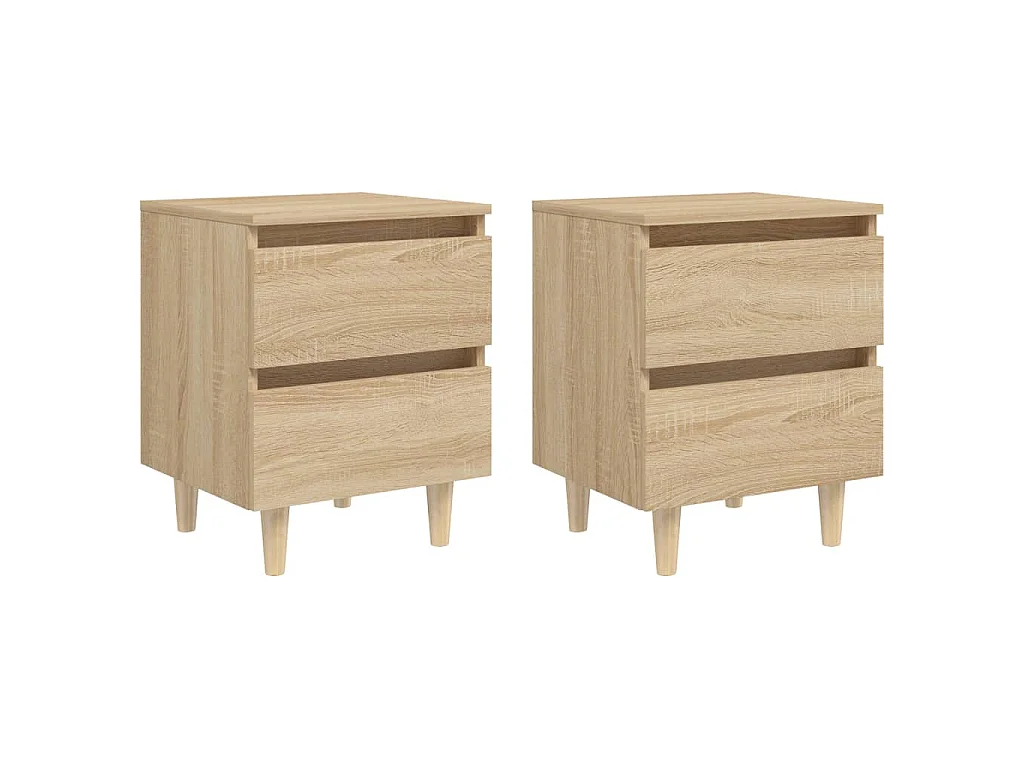 Mesas cabeceira 2 pcs c/ pernas pinho 40x35x50 cm carv. sonoma