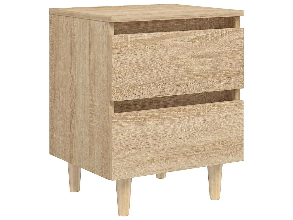 Mesitas de noche 2 uds patas de madera roble Sonoma 40x35x50 cm