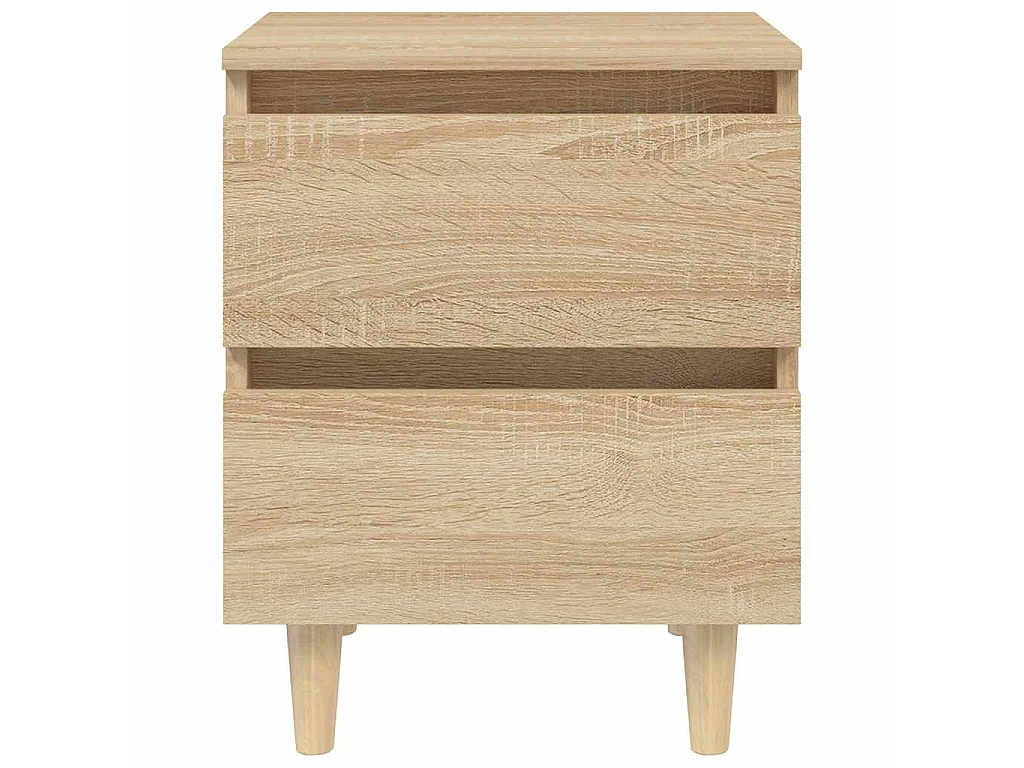Mesitas de noche 2 uds patas de madera roble Sonoma 40x35x50 cm