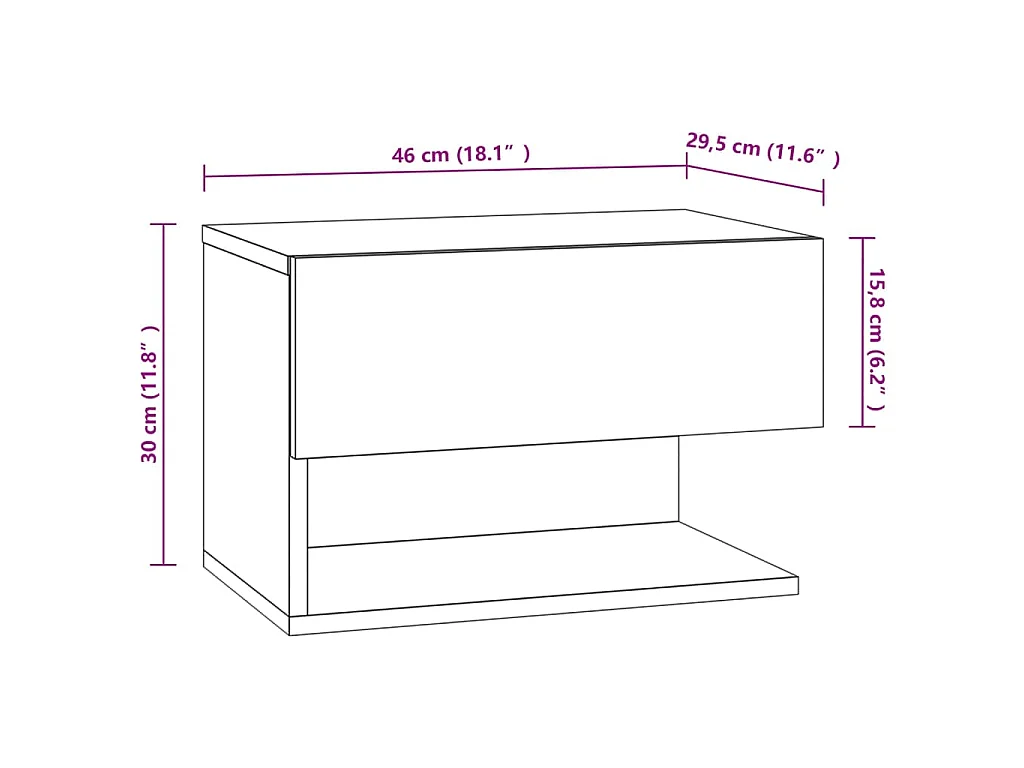 Wand-Nachttisch Weiß