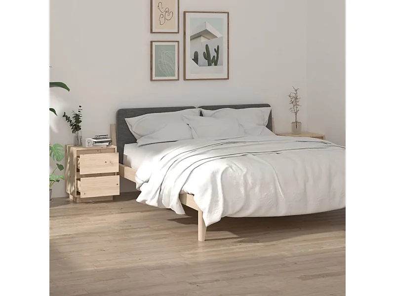 Comodini 2 pz 40x35x50 cm in Legno Massello di Pino